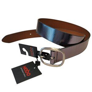 HOBO International Metallic Leather Belt in Gunmetal